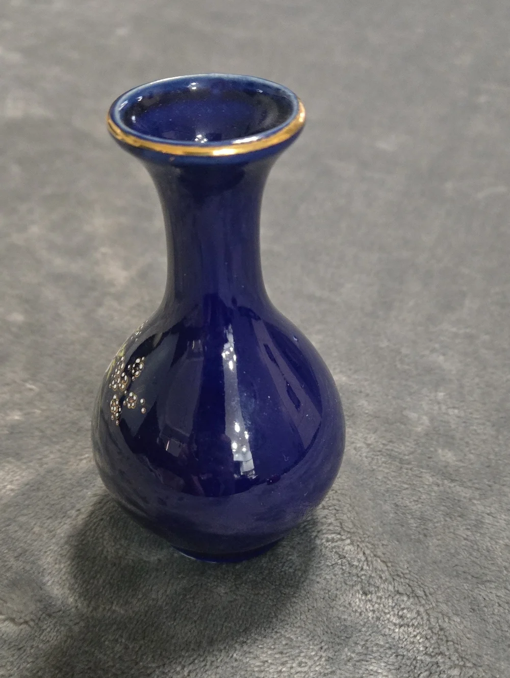 Kutani Vase Cobalt Blue with Gold Accents Flower Cart Japan